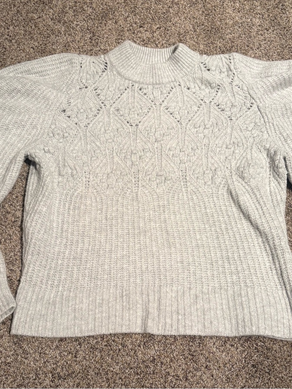a new day Light Gray Cable Stitch Mock Neck Sweater